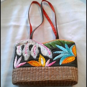 Tropical Straw Purse Bag